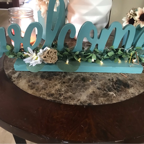 Decorative Handmade Wooden Lighted Welcome Sign with Matching Mason Jars - Picture 3 of 5